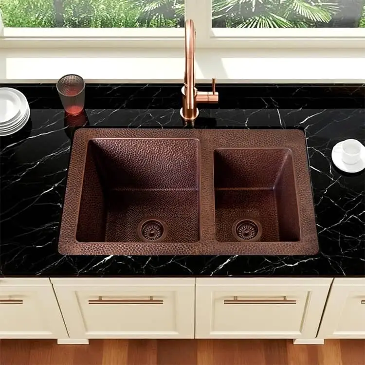 ct copper tailor 33' copper undermount kitchen double bowl sink