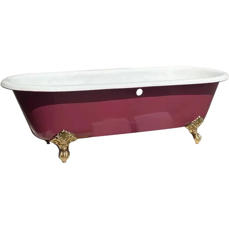 ct copper tailor 67” cast iron freestanding clawfoot red bathtub