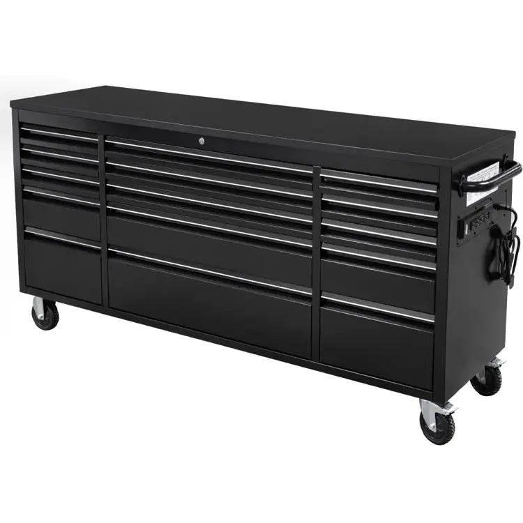 ct copper tailor 72 inch rolling tool chest with integrated power strip